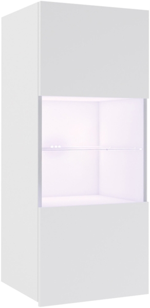 Hängevitrine Calabrini BR05 (Farbe: Weiß / Weiß Hochglanz, mit blauer LED Beleuchtung)