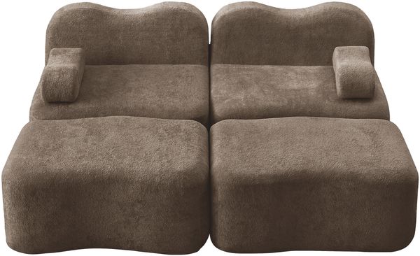 2-Sitzer modulares Sofa H 70 x T 192 x B 167 cm aus Samt mit 2 Ottomane, rahmenlos, braun Bild 6