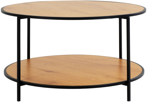 Couchtisch, Eiche Optik, Gestell schwarz, ø80x45 cm Bild 2