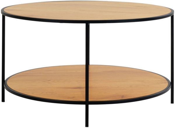 Couchtisch, Eiche Optik, Gestell schwarz, ø80x45 cm Bild 3