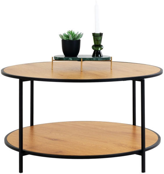 Couchtisch, Eiche Optik, Gestell schwarz, ø80x45 cm Bild 1