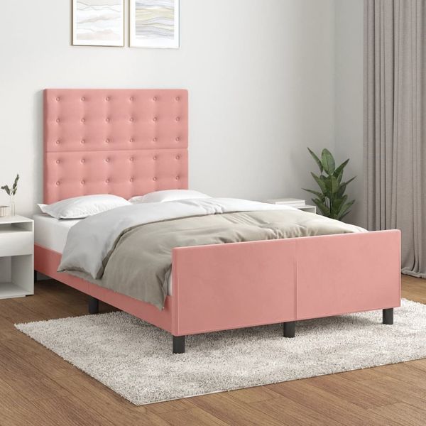 vidaXL Bettgestell ohne Matratze Rosa 120x190 cm Samt 3270607