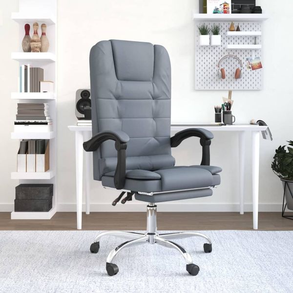 vidaXL Bürostuhl mit Massagefunktion Dunkelgrau Samt 349663