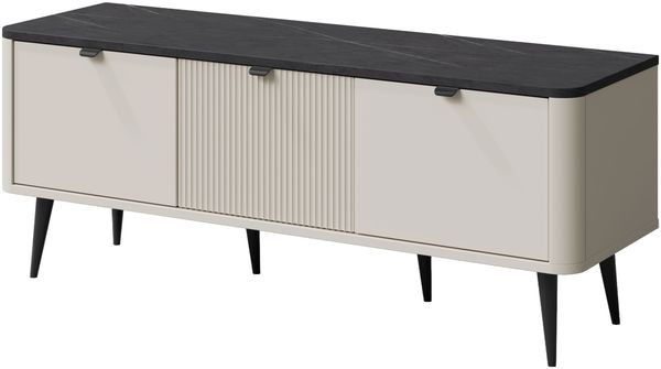 TV-Lowboard Rotevio 3K RE14 (Farbe: Cashmere / Cashmere + Steingrau)
