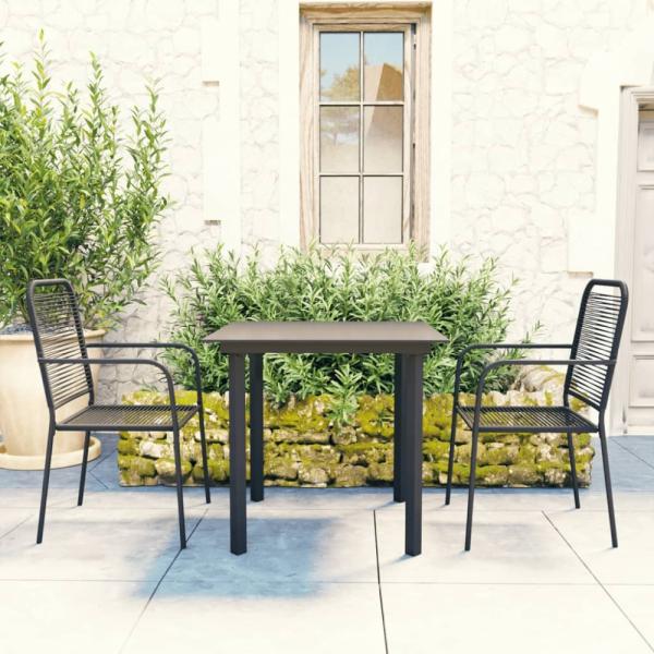 vidaXL 3-tlg. Garten-Essgruppe Schwarz Glas und Stahl 3060207