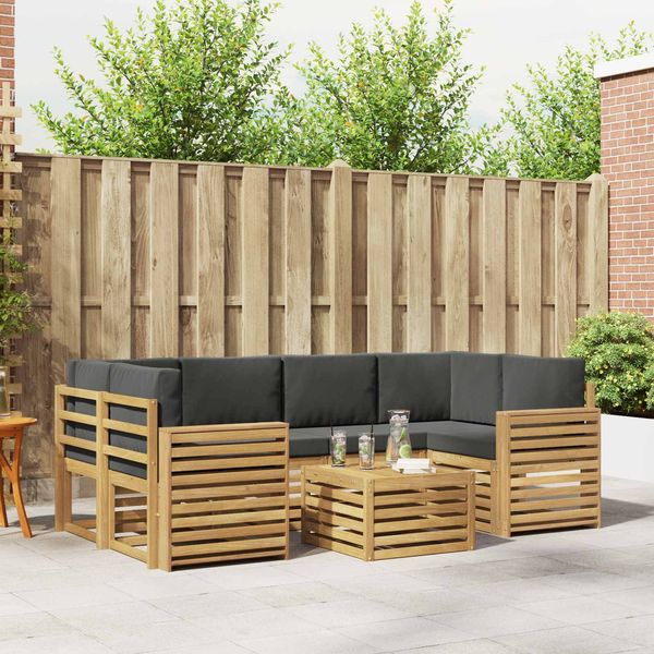 vidaXL Outdoor-Sofagarnitur 7 pcs Weiß und Anthrazit Polyester 3391482