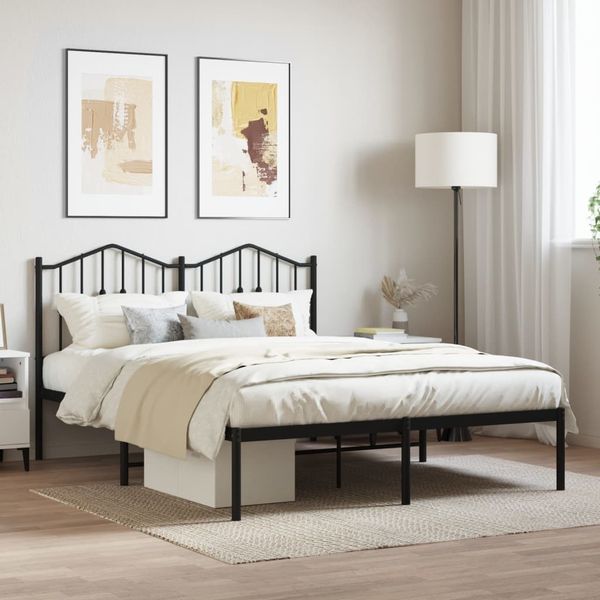 vidaXL Bettgestell mit Kopfteil Metall Schwarz 140x190 cm 373789