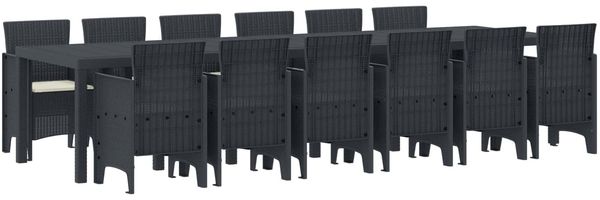 vidaXL Garten Essgruppe 13 pcs Anthrazit Polt Rattan 3378776