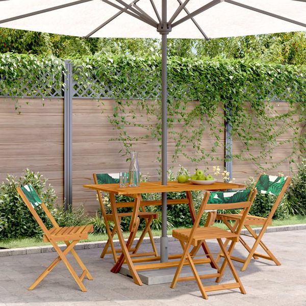 vidaXL Gartenstühle 4 Stk. Klappbar Grün Stoff und Massivholz 3214622