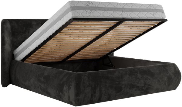 Polsterbett mit Lattenrost, Doppelbett Bettkasten, Bettgestell mit Gasdruckfeder - CAELA CLASSIC - 200 x 200 cm - Dunkelgrau Plüsch Bild 6