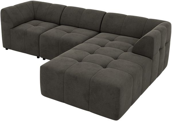 Modernes Wohnzimmer Sofa VORITA 3M L Freistehendes Ecksofa, L-Couch, Gepolstertes Sofa, Wellenfedern - Dunkelgrau Velvet - Rechts Bild 6
