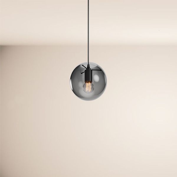 s.luce Orb Glaskugel Hängelampe 150cm Aufhängung Schwarz Rauch Ø 20cm