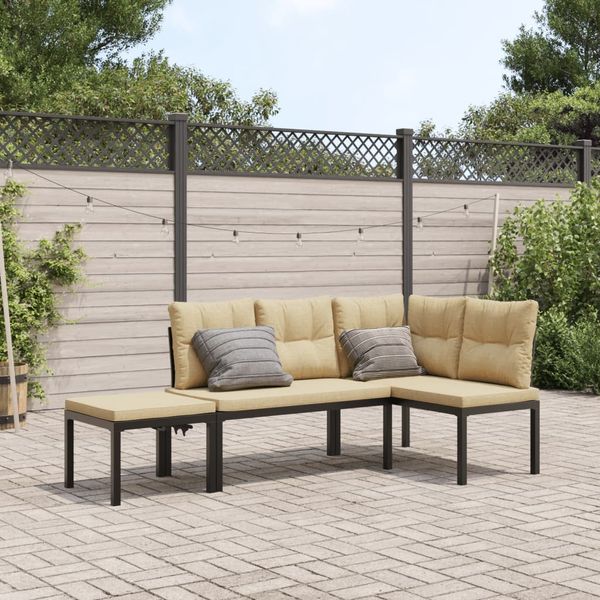 vidaXL Gartenbank-Set 3-tlg. Schwarz Pulverbeschichteter Stahl 3283653