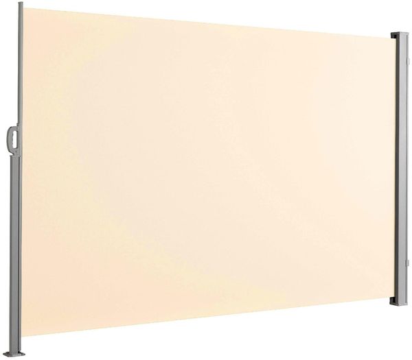 KARAT ALU Seitenmarkise - 180x350 cm - Beige - ausziehbare Markise - blickdichter Sichtschutz & Windschutz für Garten Balkon & Terrasse, Seitenrollo mit Wandhalterung