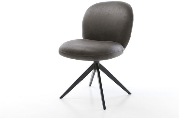 Drehstuhl Nube-Flex Mikrofaser Anthrazit Vintage Kreuzgestell breit Schwarz 360° drehbar Wippfunktion Taschenfederkern