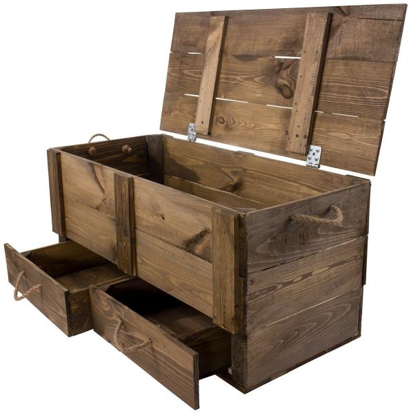 Kistenkolli Altes Land Allzweckkiste grosse Aufbewahrungskiste Kalle Palisander mit Schubladen und Deckel (Spar-Set, 1er Set)