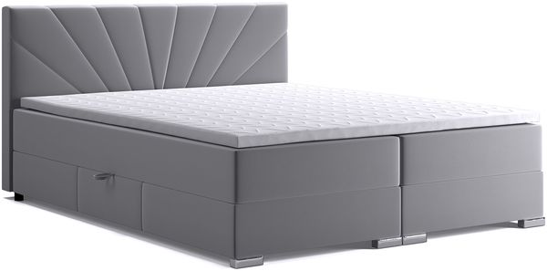 MEBLINI Boxspringbett JOHN 140x200 cm mit Bettkasten - H3P/Grau Samt Polsterbett - Doppelbett mit Topper & Taschenfederkern-Matratze Bild 2