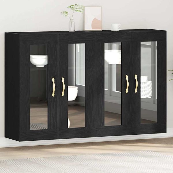 vidaXL Wandschränke 2 pcs Schwarz Eichen-Optik 69,5 x 34 x 90 cm 3334319