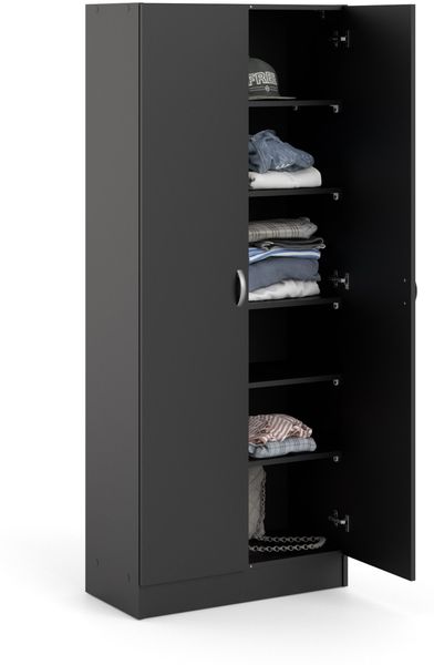 Fox Kleiderschrank Garderobe 2 trg. mattschwarz Schlafzimmer Schrank Möbel Bild 7