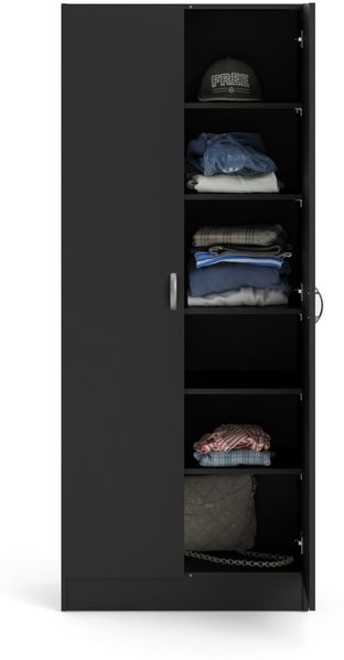 Fox Kleiderschrank Garderobe 2 trg. mattschwarz Schlafzimmer Schrank Möbel Bild 8