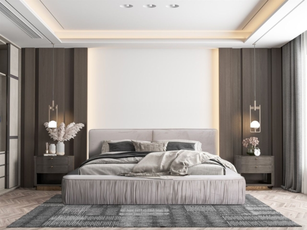 Polsterbett Doppelbett LEXIE 180x200cm Komplettset in Stoff Riviera Beige