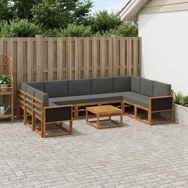 vidaXL Outdoor-Sofagarnitur mit Kissen 10 pcs Natur und Anthrazit 3385543
