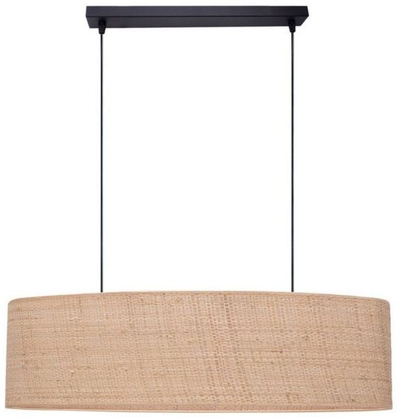 Licht-Erlebnisse Pendelleuchte FITUK, ohne Leuchtmittel, Metall Stoff E27 H: max. 100 cm Schwarz Natur 2-flammig länglich