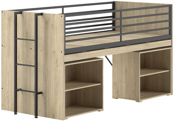 Halbhohes Bett mit Schreibtisch u. Regalen Sam 98 x 219 x 116.6 cm