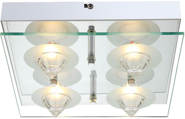 LED Deckenlampe, chrom, Glasplatte, L 25 cm