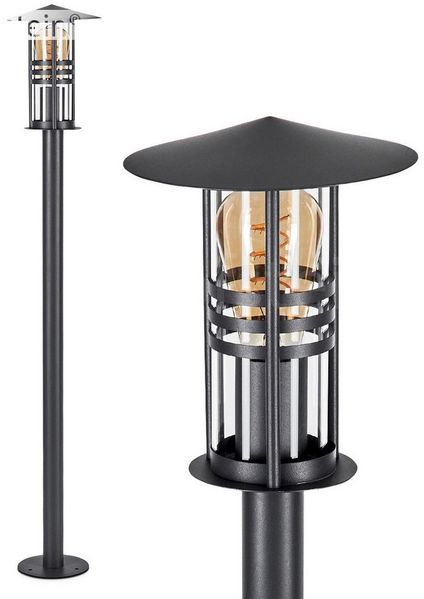 hofstein Pollerleuchte Wegeleuchte aus Metall/Glas in Anthrazit/Klar, ohne Leuchtmittel, Außenleuchte, Gartenbeleuchtung IP44, 1x E27, ohne Leuchtmittel