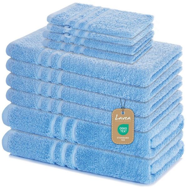 Lavea Handtuch Set Elena, Duschtücher, Handtücher, Gästetücher, Waschhandschuhe, 100% Baumwolle (Set, 10-St), Frottierserie, weich & saugstark, pflegeleicht, 500 g/m² Frottier
