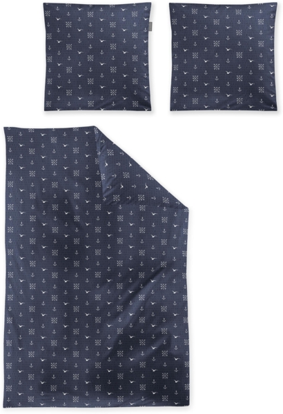 Irisette Easy Soft-Seersucker Bettwäsche 135x200 Möve Anker Maritim blau 8603-21