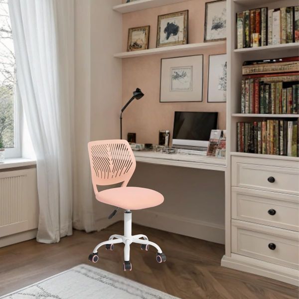 FurnitureR Teenage, Height Adjustable Armless Task, Colourful Study for Home and Computer, Ergonomic & Swivel Office, 40,5 x 44 x 87 cm, Rosa, Metall, 44 x 40 x 87 cm