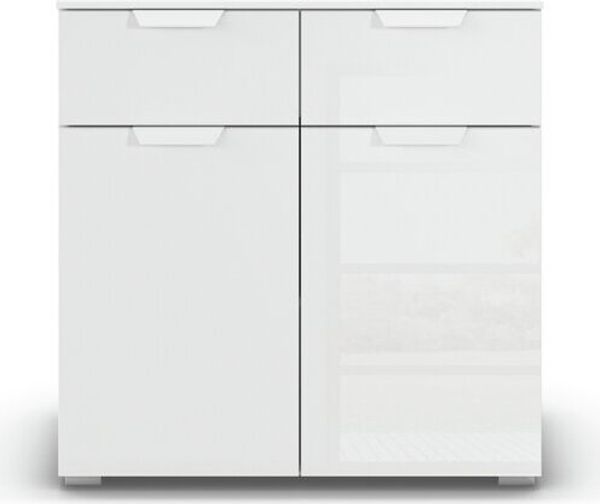 rauch Aditio Box, Kommode, 2-türig, 2 Schubladen mit Glasfront, mit Softclose-Funktion, Farbe Weiß, BxHxT 80x81x42cm Bild 2