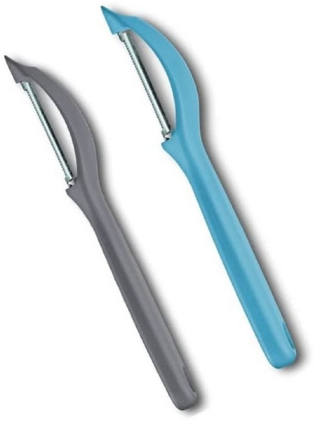Victorinox | Swiss Classic Universalschäler | vorteilhaftes 2-teiliges Set | Limited Edition | Karibikblau & Cool Grey | ideal für jede Küche | langlebige und scharfe Klingen | ergonomisches Design