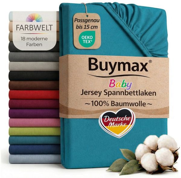 Buymax Spannbettlaken Babybett Kinderbett 60x120cm 70x140cm, Jersey 100% Baumwolle, Gummizug: Rundumgummi, (1 Stück), bis 15 cm Matratzenhöhe, weich, atmungsaktiv, hautfreundlich