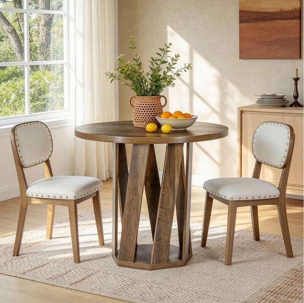 Tribesigns Esstisch runder Esstisch für 2-4 Personen, 80 cm rustikaler Küchentisch (1 x Esstisch 1 x Zubehörpaket 1 x Anleitung), aus Holz im Landhausstil, ideal für Esszimmer und Wohnzimmer