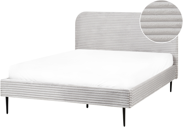 Bett mit Lattenrost Cord FLAYAT 140 x 200 cm Hellgrau