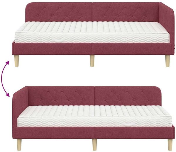 vidaXL Eckbettgestell Weinrot 90 x 200 cm Stoff 3394120 Bild 12