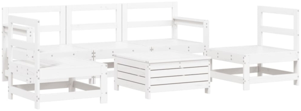 vidaXL 6-tlg. Garten-Sofagarnitur Weiß Massivholz Kiefer 3250749