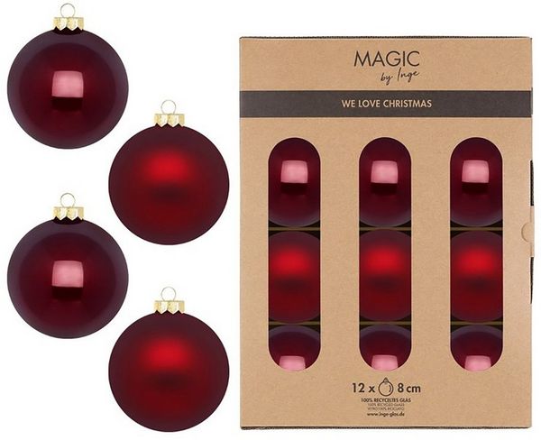 MAGIC by Inge Weihnachtsbaumkugel, Weihnachtskugeln Glas 8cm 12 Stück - Smooth Port