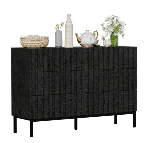 UEV Kommode schmal Sideboard für Wohnzimmer Schlafzimmer Flur (Packung, Aufbewahrungsschrank), Kippsicherung, Aufbewahrungskommode, TV Board Schubladenschrank Buffet