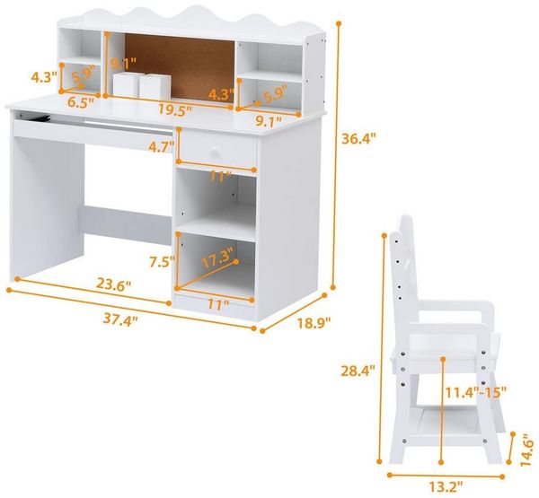 GarveeMore Kinderschreibtisch Kindertisch und Stuhl Set verstellbarer Studientisch mit Hutch