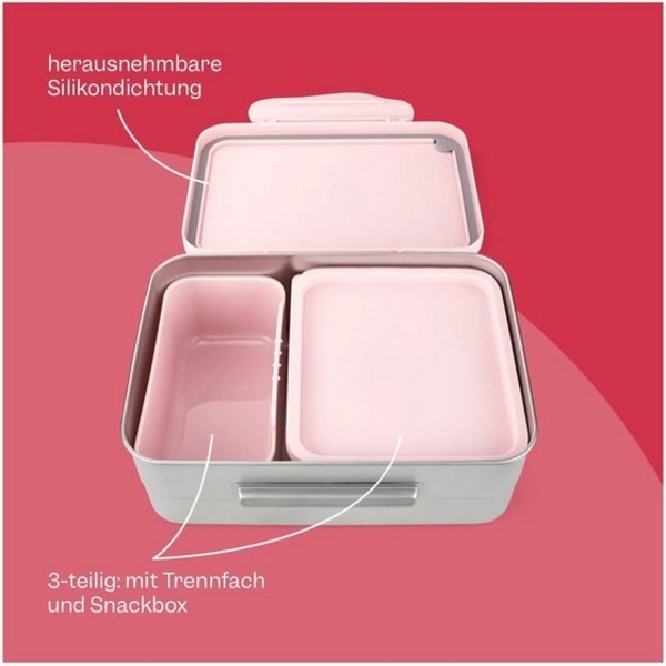 ergobag Lunchbox Edelstahl Brotdosen Set, Edelstahl, (Edelstahl Brotdosen Set, 1-tlg, 2er-Set aus kleiner und großer Dose), 100% BPA-frei Bild 2