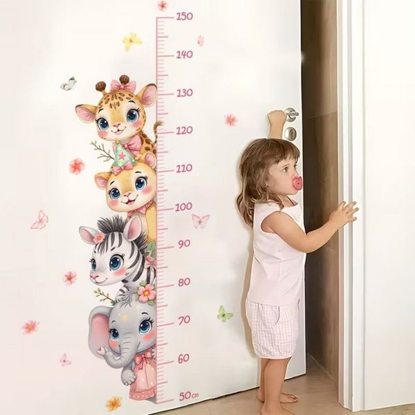 Montegoni Wandtattoo Messlatte Wandsticker Tiere Kinderzimmer Größenmesser ablösbar (Einzelset Messlatte, 1 Stück Messlatte Wandsticker), Selbstklebend, Ablösbar, Halb-matt, Messskala, Kinderfreundlich