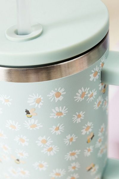 Next Trinkflasche 1,2 L Edelstahl-Wasserflasche, Blumen + Bienen