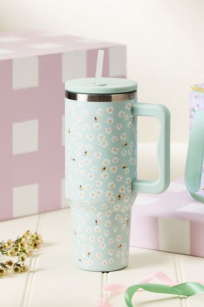 Next Trinkflasche 1,2 L Edelstahl-Wasserflasche, Blumen + Bienen