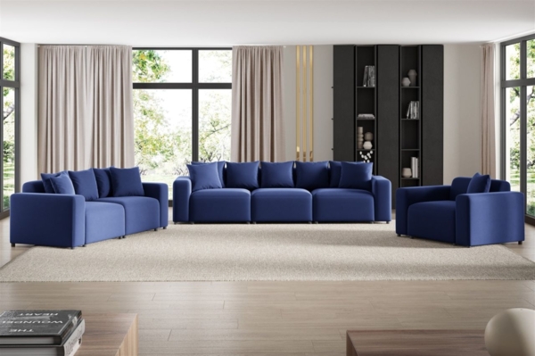 Sofaset Designersofas MEGAN 3-2-1 in Stoff Salvador Dunkelblau