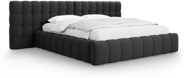 Micadoni Stauraumbett mit Doppelkopfteil Mamaia Strukturierter Stoff Neve Dunkelgrau 180x200