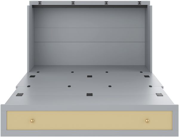 Bett Schrankbett 140x200 cm – umbaubares Plattformbett aus MDF und Kiefernholz mit großem Stauraum, Schublade und USB, Grau Bild 9